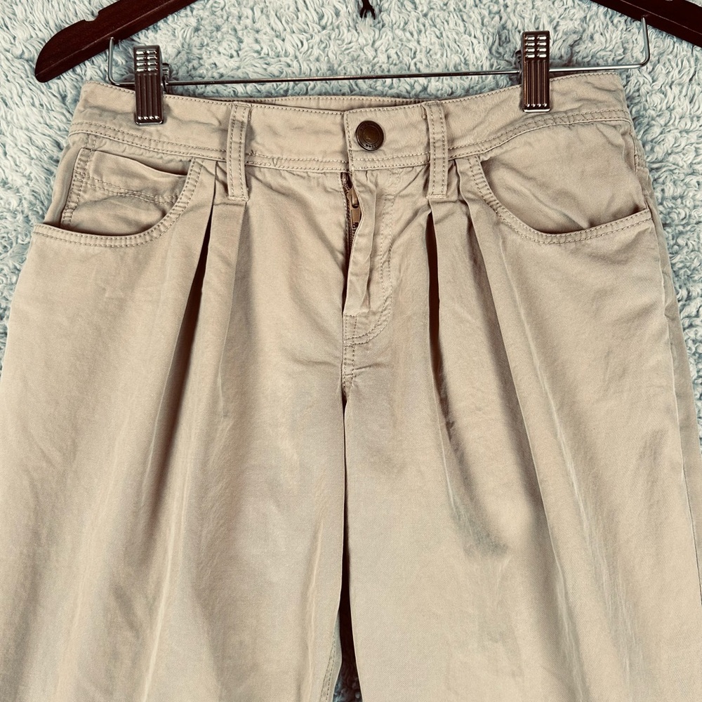 Burberry Brit Cotton Khaki Pleated Zip Fly Pants Size 2 - Picture 13 of 16
